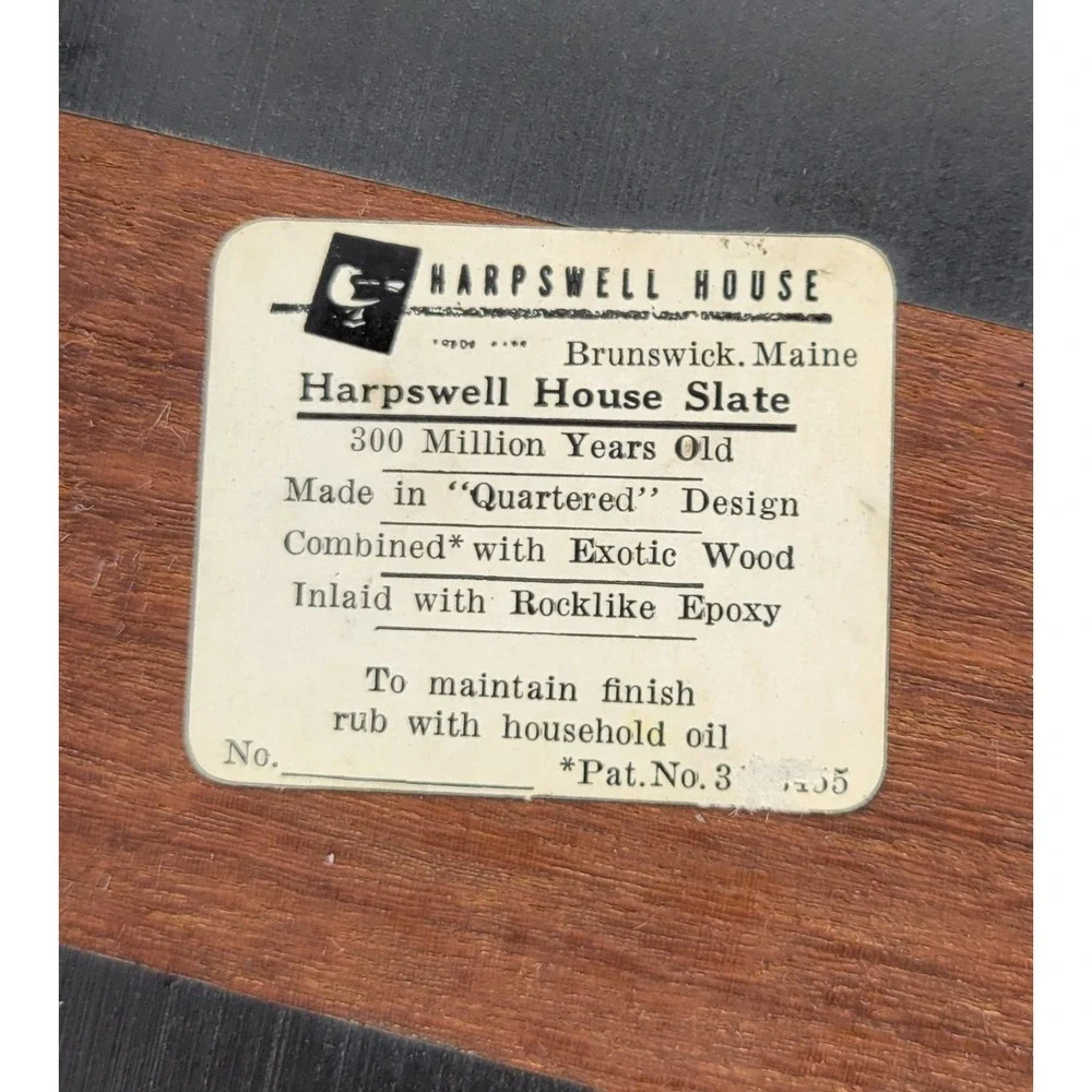 MCM HARPSWELL HOUSE Vintage Slate TRIVET 300M Year Old Brunswick Maine USA Rare